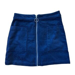 Francesca’s Mini Skirt Navy Corduroy Retro Zip Up NWT Size Small